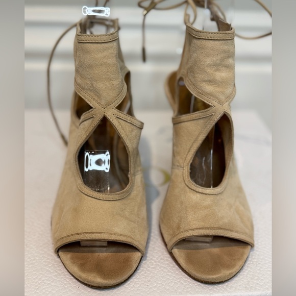 We Love Our Suede Aquazzura Sandals. This Is Barely Worn Light Suede With A Heel - Picture 2 of 9